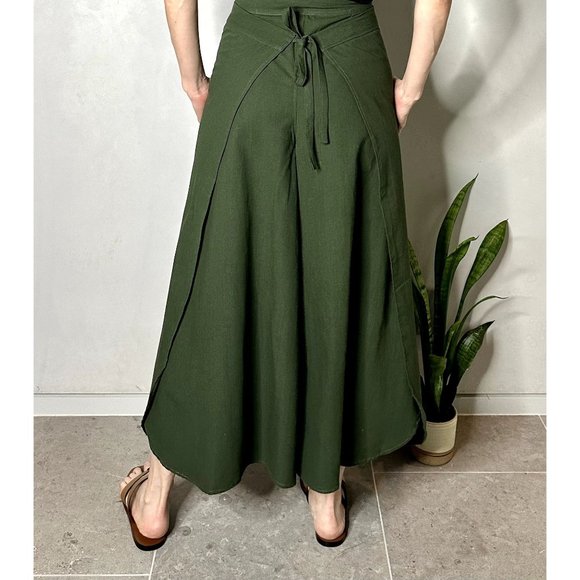 Tan Linen Side Split Trousers - Bohemian Style Pants One Size - Picture 15 of 15